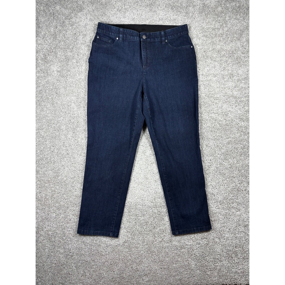 Chicos Fabulously Slimming Ankle Jeans Dark Wash Blue Size 2.5 XL 14/16 Stretch